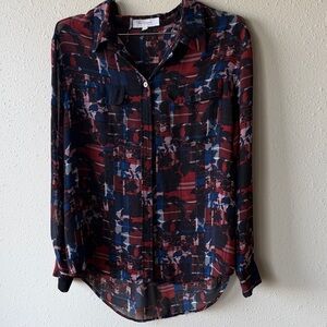 Vince Camuto Red and Blue Abstract Button-Down Shirt